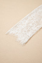 Beige Lace Sleeve Patchwork Faux Two-piece Fuzzy Sweater Sweaters b6ac74e31e421658