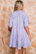 Lavendula Plaid Frill Tiered Mini Dress Short Dresses b6c117fd827af1b2