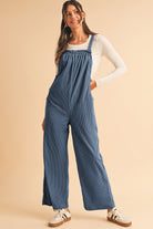 Jungle Green Plain Pocketed Loose Fit Corduroy Overalls Jumpsuits b6c84f051f49dcb4
