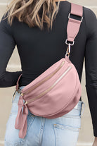 Bright Pink Strap Double Zipper Crossbody Bag Crossbody Bags b73cbaa10610b391