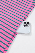 Rose Stripe Collared Puff Sleeve Pocket Plus Size Pop of Color Neckline Dress Plus Size Dresses b799873bc3a4f819