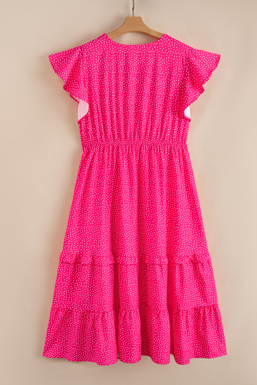 Rose Polka Dot Print Ruffle Smocked High Waist Plus Midi Dress Plus Size Dresses b7d32841294d6f04