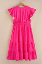 Rose Polka Dot Print Ruffle Smocked High Waist Plus Midi Dress Plus Size Dresses b7d32841294d6f04