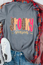 Gray Spooky Season Playful Halloween Heat Transfer Printing Graphic T Shirt Graphic Tees b7d8d301d4adfd86