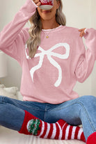 White Sweet Bow Long Sleeve Knit Sweater Sweaters b7f671a60460406a