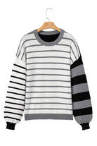 Orange Striped Colorblock Pullover Sweater Sweaters b8027bd98a5df959