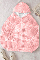 Light Pink Camouflage Plant Print Kangaroo Pocket Oversized Hoodie Sweatshirts & Hoodies b823bda86947af43
