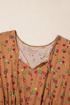 Brown Plus Size Floral Split V Neck Ruffled Sleeve Tiered Maxi Dress Plus Size Dresses b869675b0f4b160e