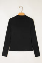 Black Crisscross Boat Neck Long Sleeve Slim Top Long Sleeve Tops b9113f99c71b41d5