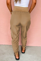 Medium Grey Elastic High Waist Pocketed Cargo Jogger Pants Pants b95c4da69ca40734