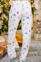 White Christmas Print Lapel Shirt and Pants Pajama Set Loungewear Set b9677ee80dafb019