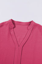 Black Notched Neck Batwing Sleeve Blouse Blouses b987cd2ce2a55c46