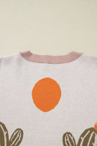 Apricot Cactus Print V Neck Plus Size Button Cardigan Plus Size Sweaters&Cardigans b9eb184cb05113d9