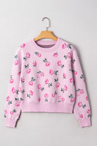 Delicacy Sweet Floral Print Drop Shoulder Cropped Sweater Sweaters bbcae40f6458b42d