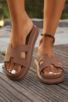 Chestnut Cutout Open Toe Platform Slides Shoes Slides Shoes + Flip Flops bbe947b294fb04e1