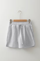 Light Green French Terry Drawstring Mini Skort with Pockets Shorts bbfa8b75531d0b35