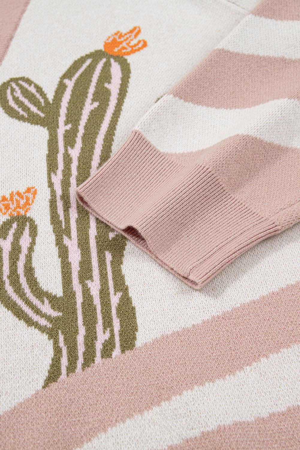 Apricot Cactus Print V Neck Plus Size Button Cardigan Plus Size Sweaters&Cardigans bc3fc7f616218853