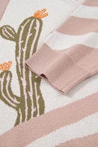 Apricot Cactus Print V Neck Plus Size Button Cardigan Plus Size Sweaters&Cardigans bc3fc7f616218853