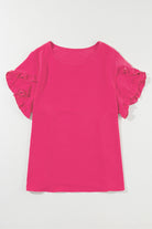 Bright Pink Ruffled Short Sleeve Plus Size Top Plus Size Tops bc5c8eb1b2956560