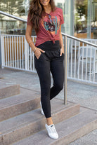 Black Pleated Casual Pocket High Waisted Leggings Leggings bd3ab85713eb27df