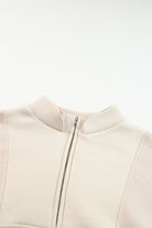 Black Half Zip Stand Collar Exposed Seam Solid Color Casual Sweatshirt Sweatshirts & Hoodies bd6aae862e364b65