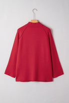 Fiery Red Solid Color Mock Collar Loose Jacket Jackets bde7da5627b70504