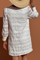 White Lace Floral Round Neck Puff Sleeve Shift Mini Dress Short Dresses bed416bd55d70895