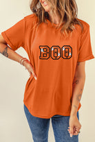 Orange BOO Halloween Ghost Sipder Embroidered Graphic Tee Graphic Tees bef972ab3dc04afc
