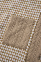 Khaki Houndstooth Textured Patchwork Loose Shacket Jackets bf7ff2ba82b351c3