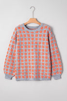 Pink Checkered Oversized Side Slit Sweater Sweaters bf9857d1fe2be7e7