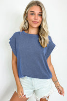 Carbon Grey Twisted Ribbed Textured Plain T Shirt T Shirts c028b3ff9280ce89