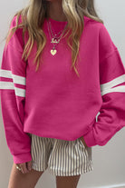 White Preppy Striped Sleeve Loose Sweatshirt Sweatshirts & Hoodies c03964ebcae434ec