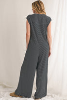 Black White Striped Button Sleeveless Jumpsuit Jumpsuits c0d15f13f7eff01c