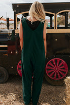 Evergreen Corduroy V Neck Patched Pocket Sleeveless Jumpsuit Jumpsuits c14a0966bc03d2cc