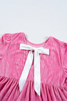 Strawberry Pink Flounce Sleeve Tiered Ruffled Velvet Mini Dress Short Dresses c151fcb2e4dc8828