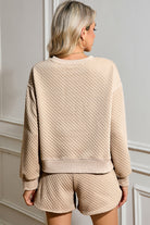 Parchment Diamond Quilted Plain Pullover and Shorts Set Two Piece Shorts Sets c1529f969b67a81d