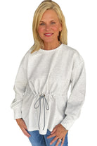 Light Grey Drawstring Waist Plain Pullover Sweatshirt Sweatshirts & Hoodies c1aff0d5a2fe00e5
