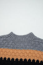 Khaki Colorblock High Neck Baggy Sweater Sweaters c1ba48a38d659c33