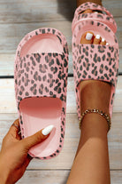 Pink Leopard Thick Sole Flat Slides Shoes Slides Shoes + Flip Flops c1d240203457d2ce