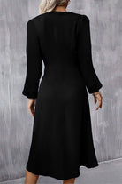 Black Plain Lantern Sleeve Midi Dress Midi Dresses c1e501c8748cd07e