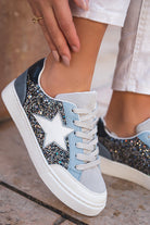 Silver Sequin Star Patch Lace Up Shoes Sneakers c1f4104e281770d0