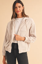 Real Teal Corduroy Drawstring Hooded Pocket Zip Up Jacket Jackets c21e79caf8086c20