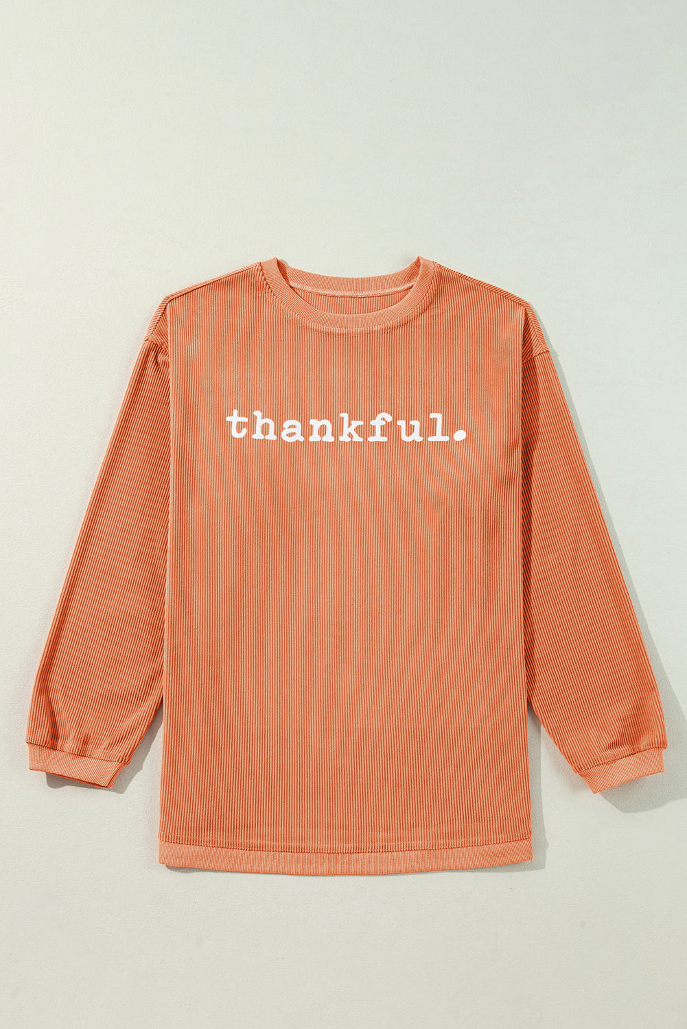 Orange thankful Letter Heat Transfer Printing Ribbed Crew Neck Thanksgiving Sweatshirt Graphic Sweatshirts c22a36747ebd7a2c