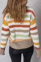 Multicolour Striped Colorblock Drop Shoulder Plus Size Sweater Plus Size Sweaters&Cardigans c28e5aa153d85489