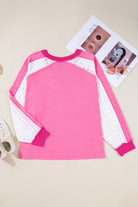 Bonbon Lace Patchwork Corded Trim Plus Size Long Sleeve Top Plus Size Tops c2ae152f8cd79b5b