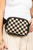 Black Faux Leather Checkered Patchwork Crossbody Bag Crossbody Bags c31c5d74e9b752b2