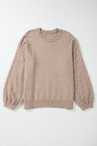 Smoke Gray Plus Size Pearl Pullover Sweater Plus Size Sweaters&Cardigans c33bdf90b4a95393