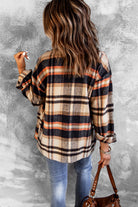 Multicolor Plaid Casual Button Up Flannel Shacket Jackets c34f823bb13652b5
