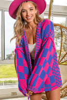 Orchid Petal Colorblock Checked Open Front Knitted Cardigan Cardigans c376f405ea020ab4