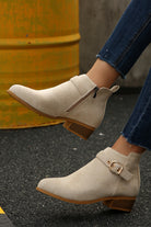 Beige Retro Pointed Toe Ankle Boots Boots c3856d1b9cdf8b67